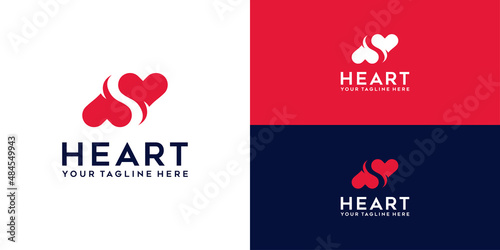 2 heart logo design inspiration with negative space letter S