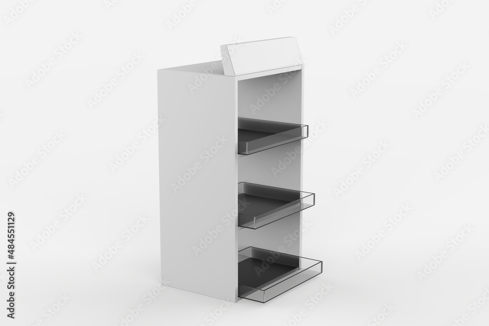 Display stand, retail display stand for product , display stands isolated on white background. 3d illustration Display stand, retail display stand for product , display stands isolated on white background. 3d illustration