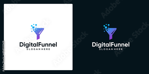 Digital funneling logo icon vector illustration