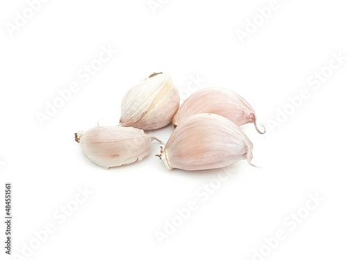 Spicy White Garlic Head with medicinal properties as herbs isolated on white background.