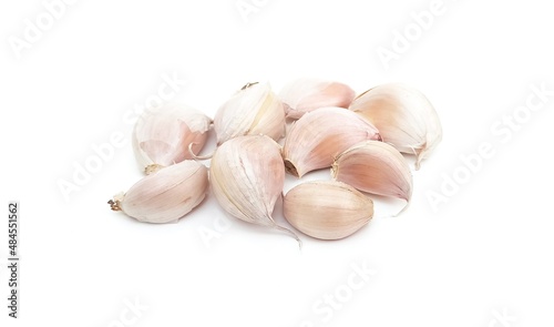 Spicy White Garlic Head with medicinal properties as herbs isolated on white background.