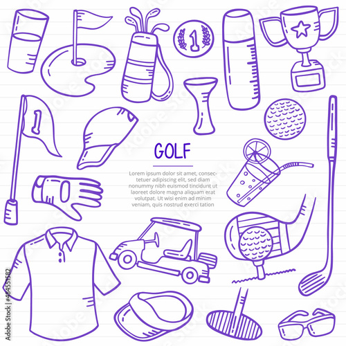 golf sports concept with doodle style for template of banners, flyer, books, and magazine cover