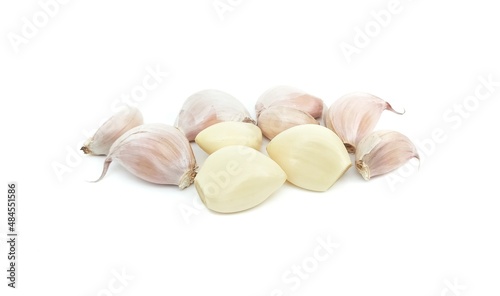 Spicy White Garlic Head with medicinal properties as herbs isolated on white background.