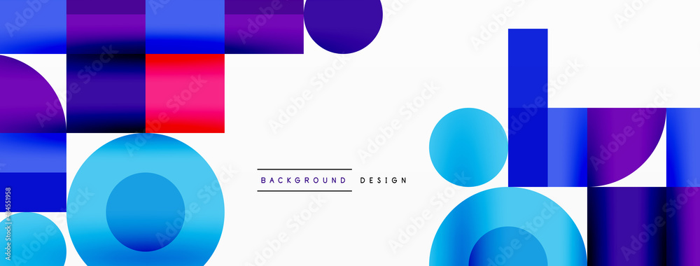 Obraz premium Beautiful abstract background. Circles, triangle shapes, and squares. Minimal geometric template for wallpaper, banner, background or landing