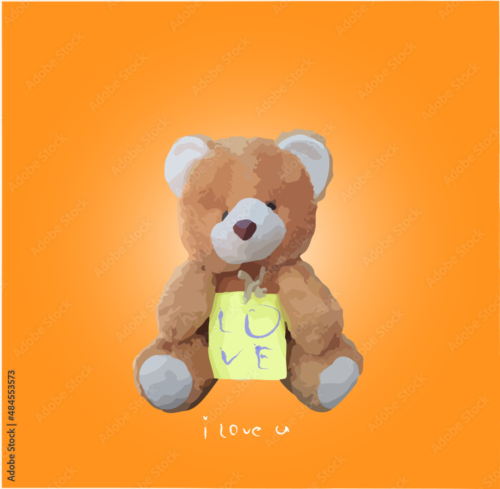 Obraz premium teddy bear with heart, Cute bear with love card on a beautiful background