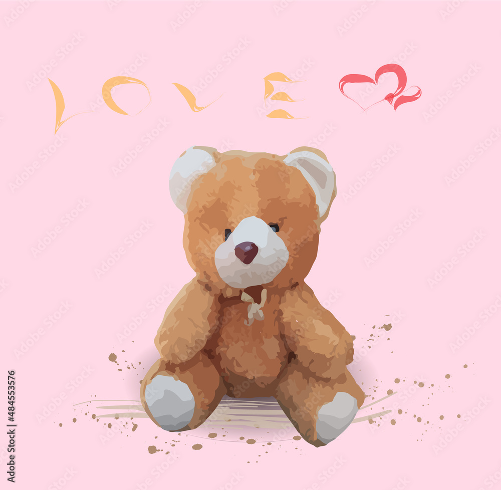Obraz premium teddy bear with pink background in love