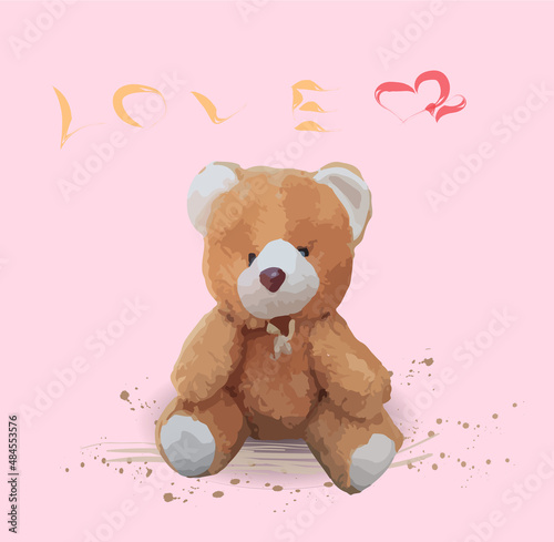 teddy bear with pink background in love © Parisna
