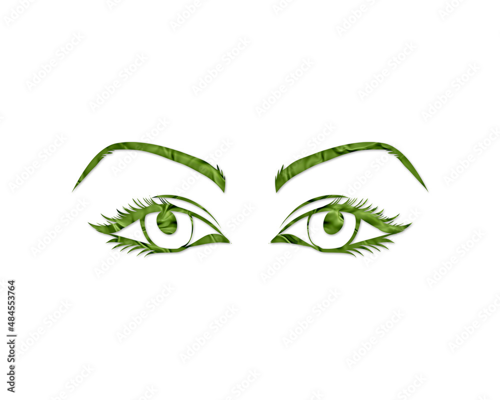 Female Woman girl Eyes Green Crispy Icon Logo Symbol illustration