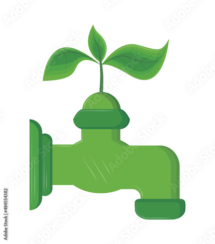 green faucet and leaf