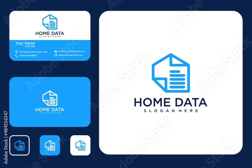 Home data line art logo design and business card
