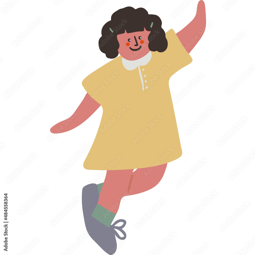 Dancing girl flat illustration vector illustration in flat color design