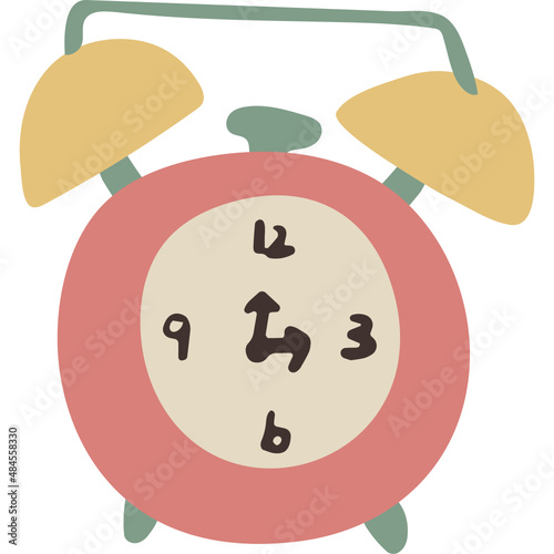 Alarm clock flat illustration vector illustration in flat color design