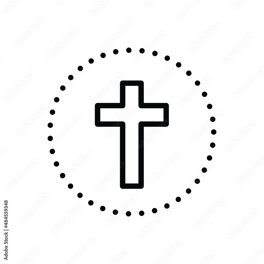 Fototapeta premium Black line icon for cruz cross