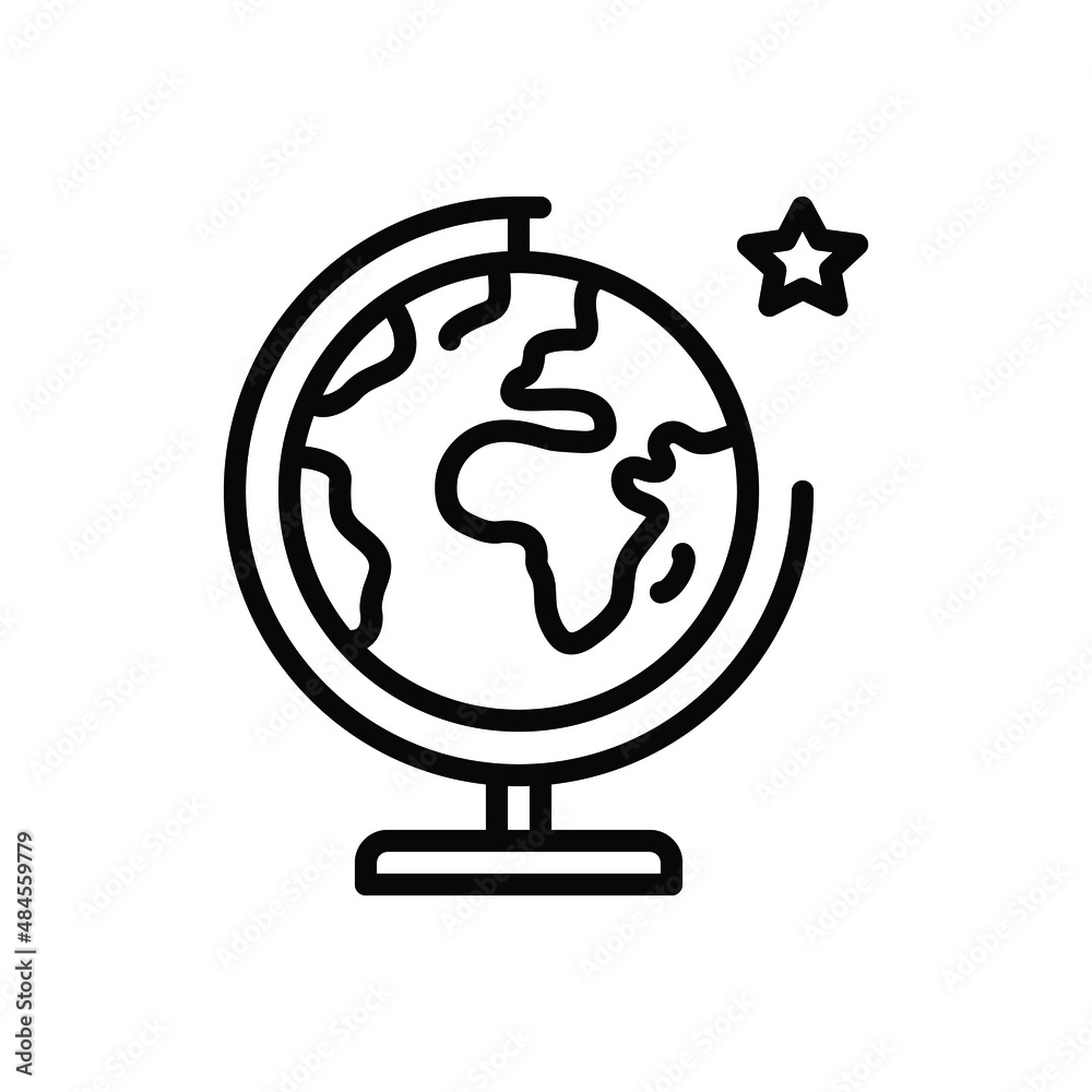 Black line icon for world