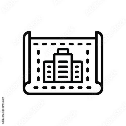 Black line icon for architect