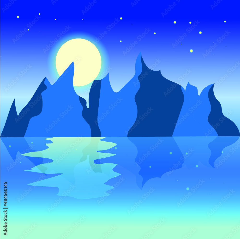 Fototapeta premium winter landscape with moon