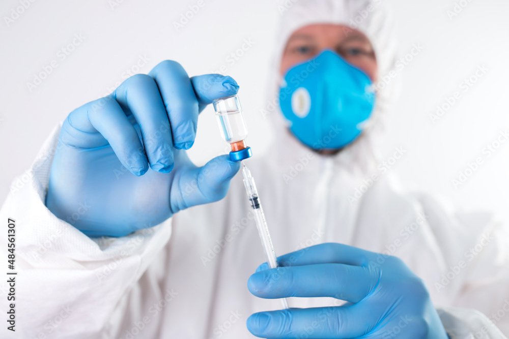 Herd immunity in community, doctor with vaccine. Herd immunity in community, doctor with vaccine.