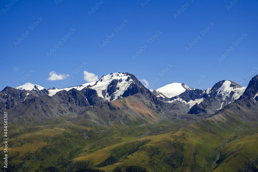Fototapeta premium Dzungarian Alatau mountain range. Tourism, travel, hiking in Kazakhstan concept.