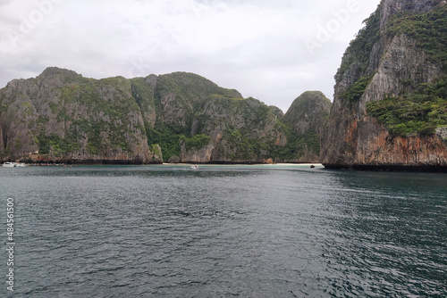 Phi Phi Islands in Thailand is a mix of beautiful sea and limestone mountains