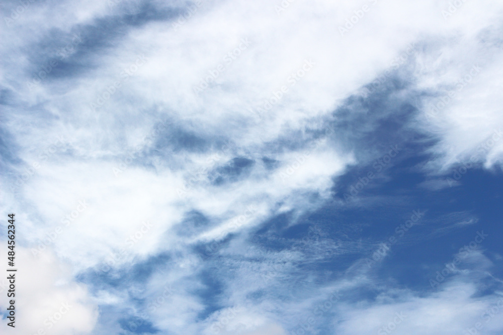 Bright blue sky with white clouds