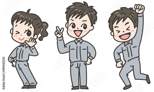 作業着の男女