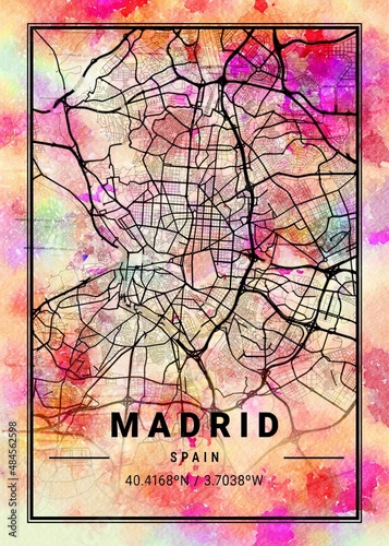 Madrid Caelum Watercolor Map photo