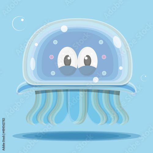 jellyfish cartoon flat vector illustration