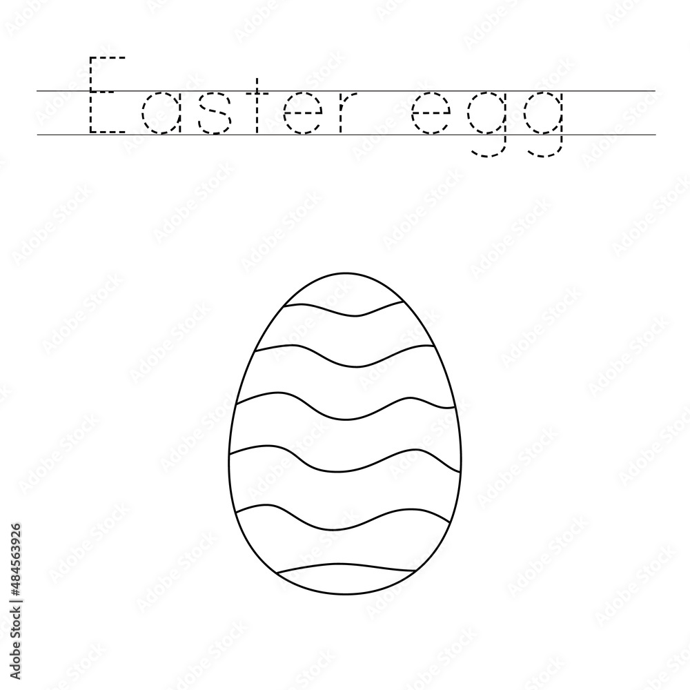 Trace the letters and color Easter egg. Handwriting practice for kids. Trace the letters and color Easter egg. Handwriting practice for kids.