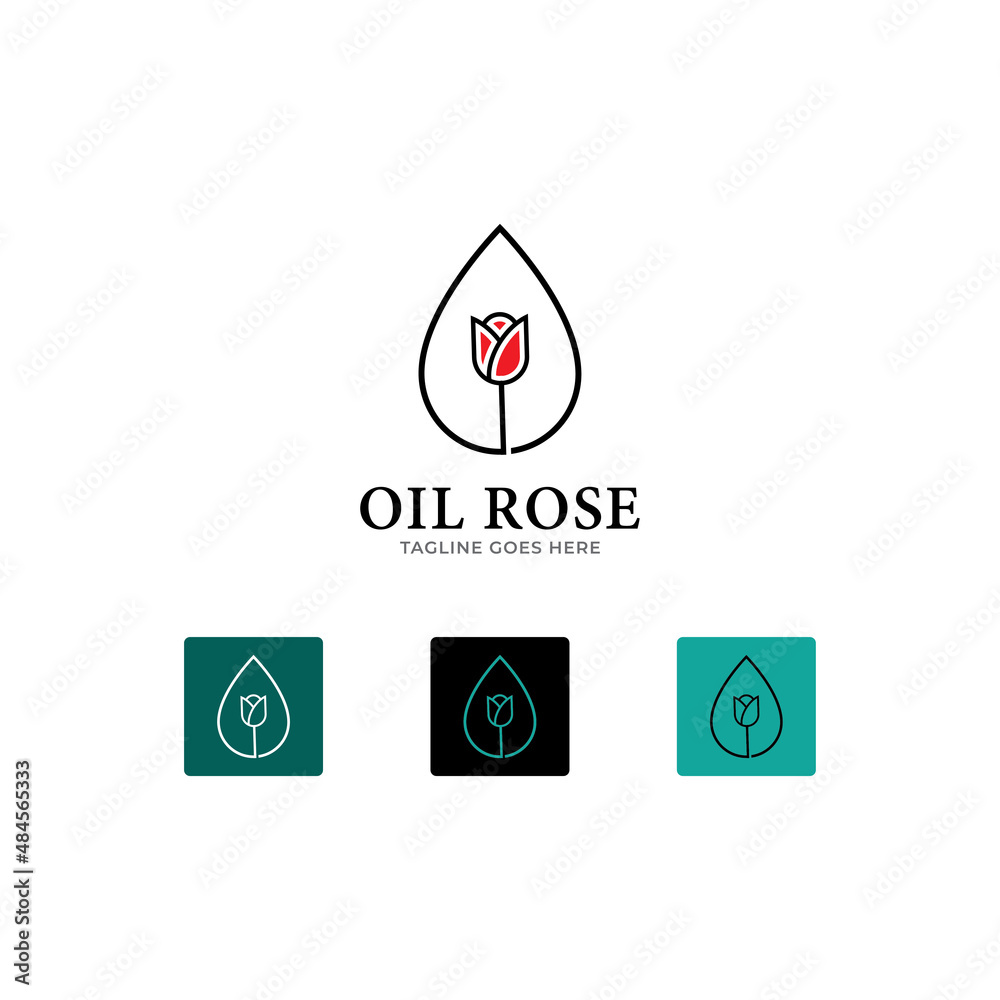 Rose logo combined with oil drops. Elegant logo and business card design Premium Vector. Rose logo combined with oil drops. Elegant logo and business card design Premium Vector.
