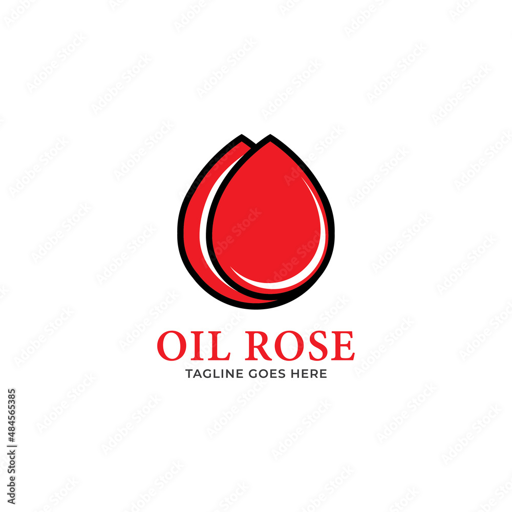 Fototapeta premium Rose logo combined with oil drops. Elegant logo and business card design Premium Vector.
