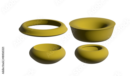 3d render of a bowl with shapes