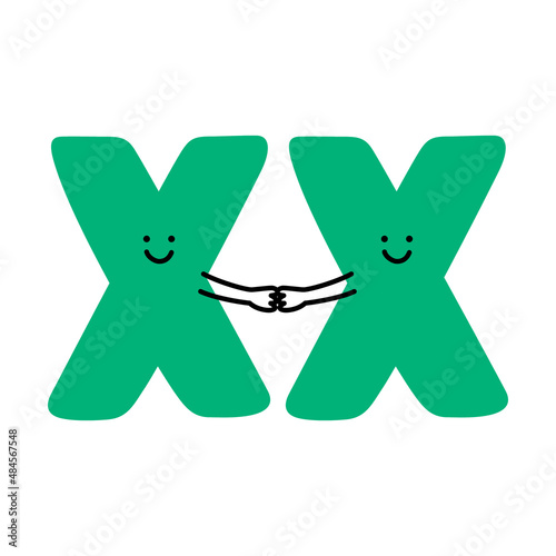 Illustration of sex chromosome mascot characters (white background, vector, cut out) photo