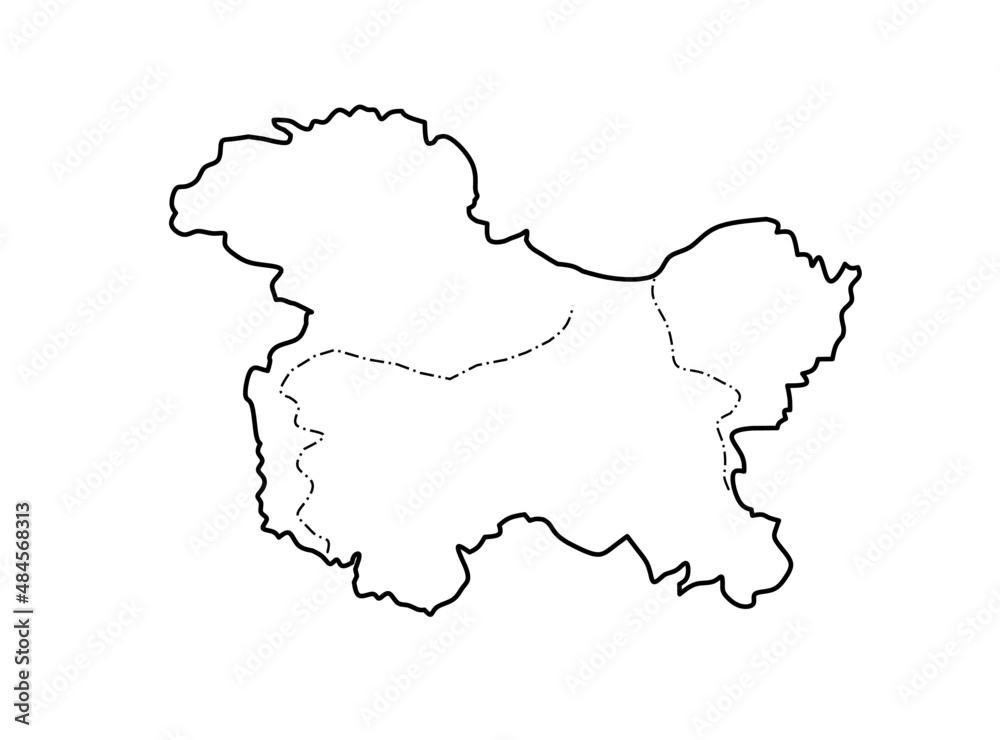 Outline illustration of map of Union Territory Jammu Kashmir and Ladakh icon isolated on white background