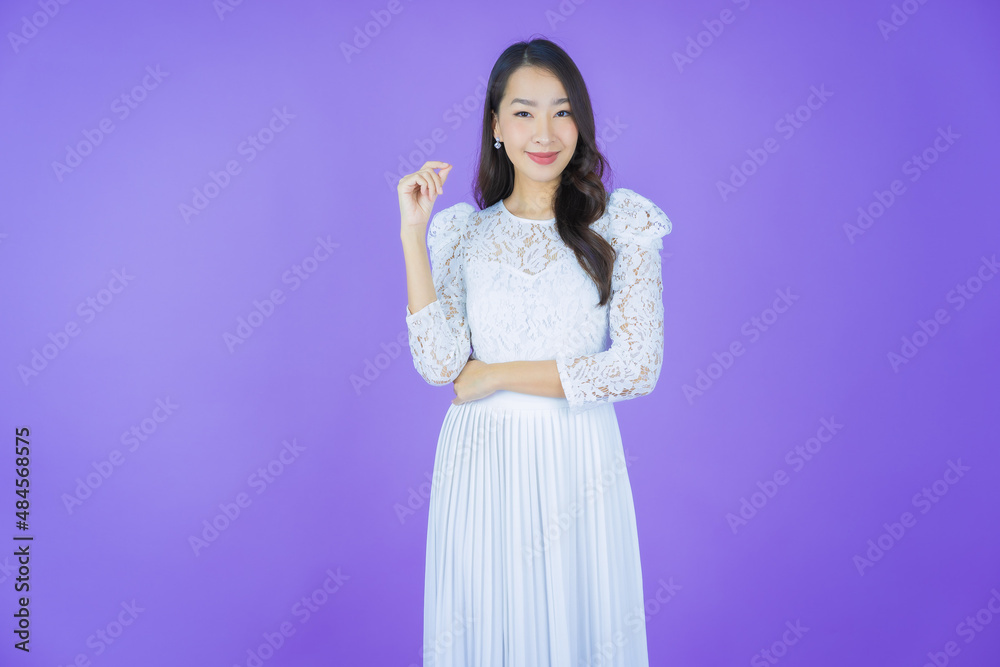 Portrait beautiful young asian woman smile with action Portrait beautiful young asian woman smile with action