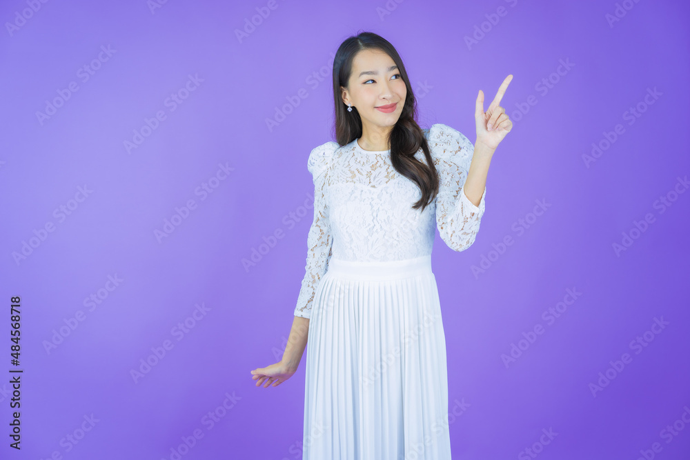 Portrait beautiful young asian woman smile with action Portrait beautiful young asian woman smile with action