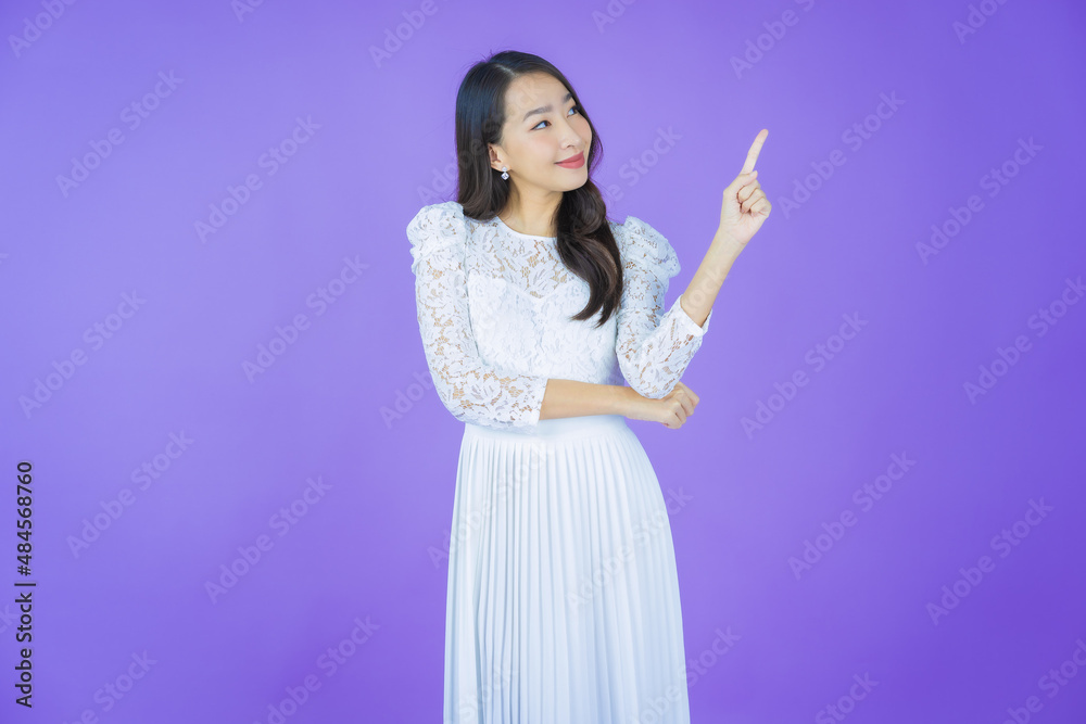 Portrait beautiful young asian woman smile with action Portrait beautiful young asian woman smile with action