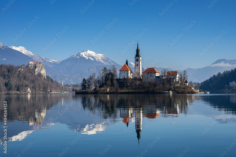 Island on lake Bled with Church of the Mother of God Island on lake Bled with Church of the Mother of God