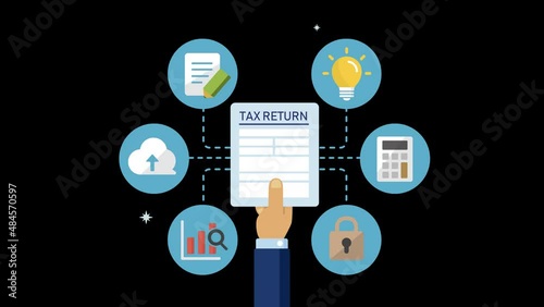Tax return, submit tax document animation (4K) | No background
