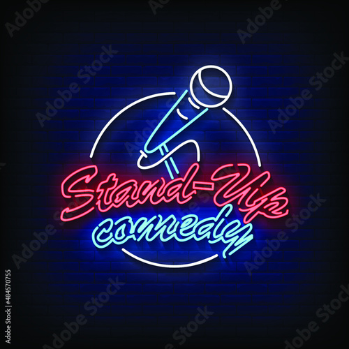 Stand Up Comedy Neon Signs Style Text Vector