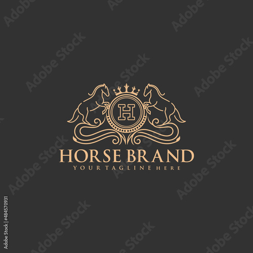 Horse logo design. Elegant and luxurious horse logo concept. vector logo template
