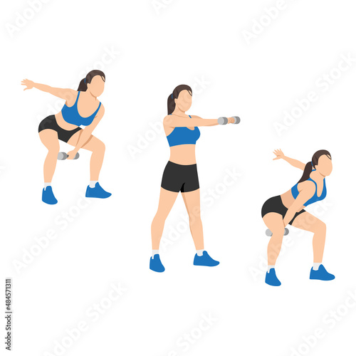 Fototapeta Naklejka Na Ścianę i Meble -  Woman doing alternating dumbbell swing exercise. Flat vector illustration isolated on white background