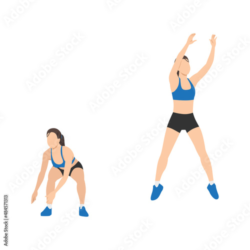 Woman doing basketball shots exercise. Flat vector illustration isolated on white background