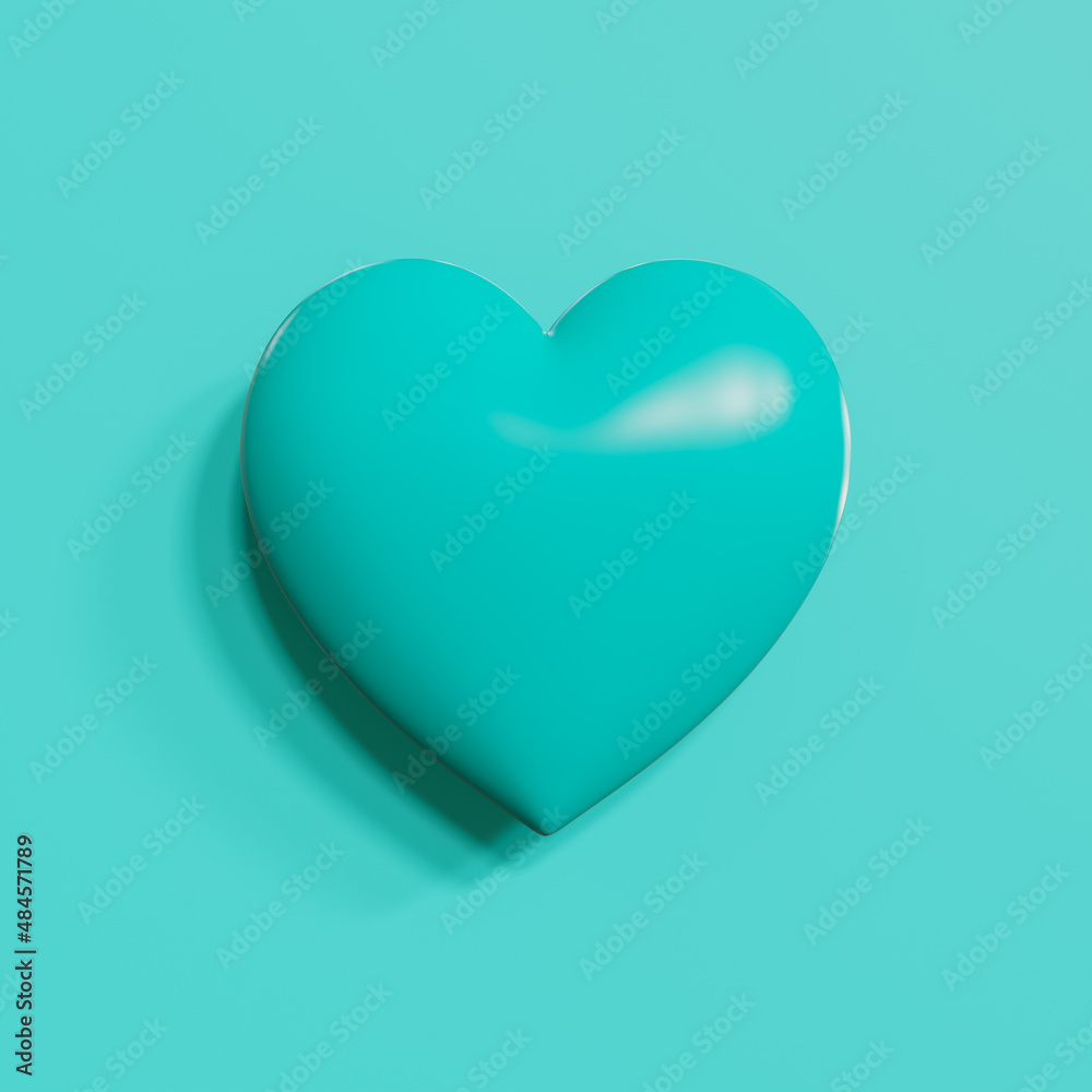 Green heart on colorful background. valentines day concept, 3D rendering. Green heart on colorful background. valentines day concept, 3D rendering.