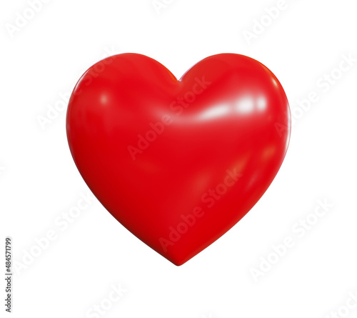 Red heart realistic isolated on white background. concept for valentines day  3D rendering.