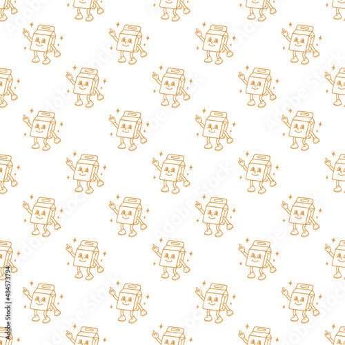 food delivery seamless pattern mascot