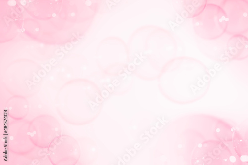 Beautiful Transparent Pink Soap Bubbles Frame on White Background 