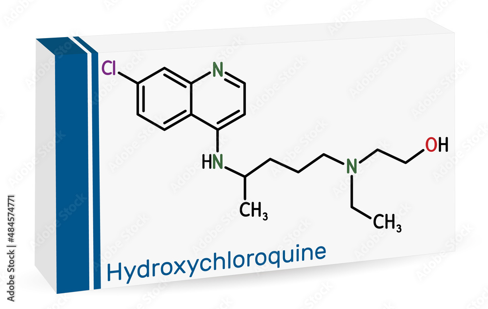 Hydroxychloroquine molecule. It is antimalarial medication used to