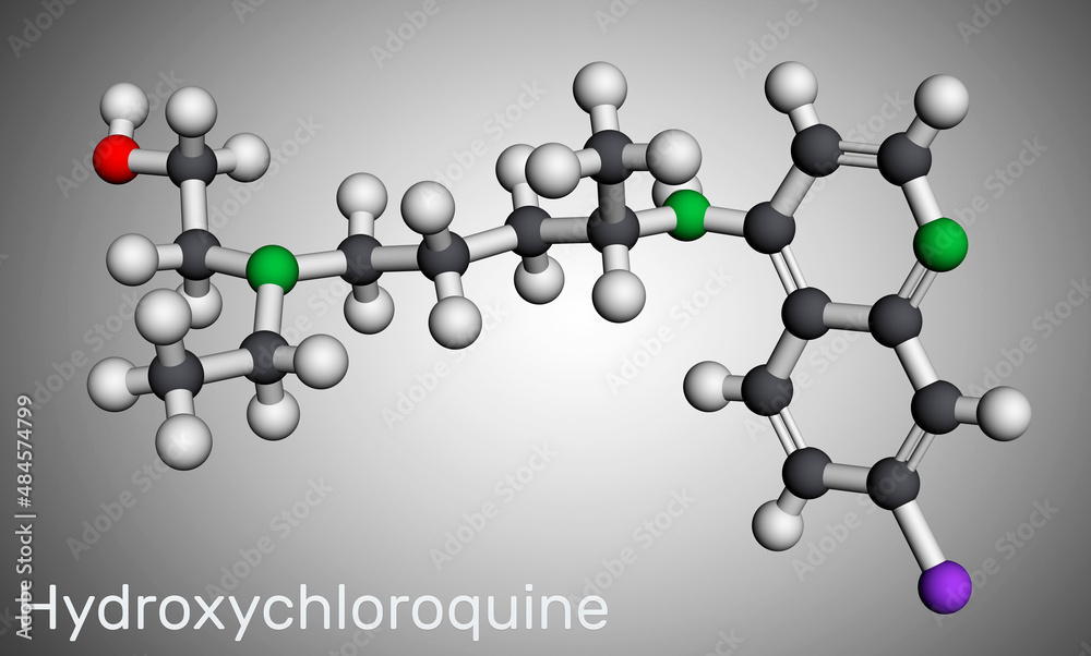Hydroxychloroquine molecule. It is antimalarial medication used to