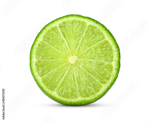 Sliced lime on white background
