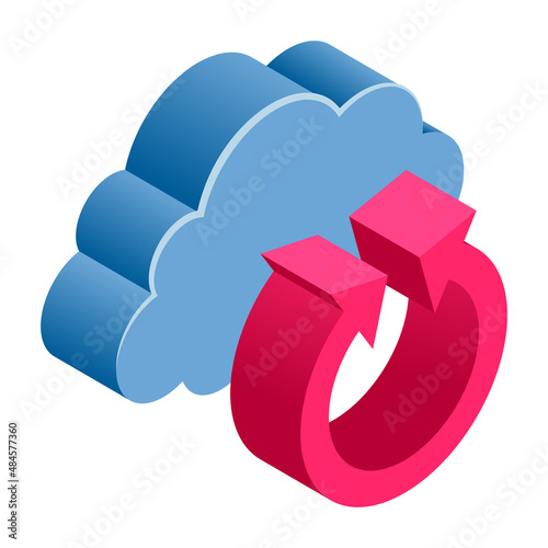 Cloud Update - Isometric 3d illustration.